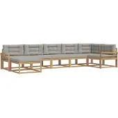 vidaXL Buiten bank set met kussen 7 pcs Wit en Lichtgrijs