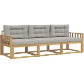 vidaXL Buiten bank set 3 st Wit en Lichtgrijs Polyester