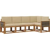 vidaXL Buiten bank set 5 st Natuurlijk en Beige Polyester