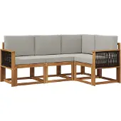 vidaXL Tuinset met 4 zitplaatsen, natuurlijke en lichtgrijze polyester stof
