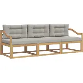 vidaXL Buiten bank set 3 st Wit en Lichtgrijs Polyester