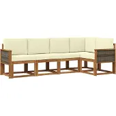 vidaXL Buiten bank set 5 st Natuurlijk en Crème Polyester