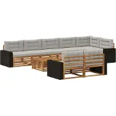 vidaXL Buiten bank set 9 st Naturel en lichtgrijs Solid Acacia Wood