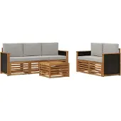 vidaXL Buiten bank set 6 st Naturel en lichtgrijs Massief Acacia Hout