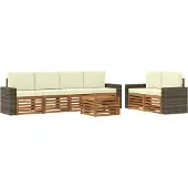 vidaXL Buiten bank set 7 st Natuurlijk en Crème Massief Acacia Hout
