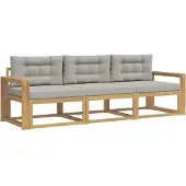 vidaXL Buiten bank set 3 st Wit en Lichtgrijs Polyester