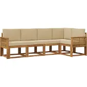 vidaXL Buiten bank set 5 st Natuurlijk en Beige Polyester