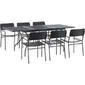 vidaXL Tuin Eettafel Set 7 pcs Antracietkleurig Staal