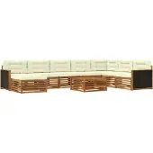 vidaXL Buiten bank set 9 st Natuurlijk en Crème Massief Acacia Hout