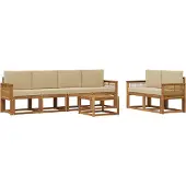 vidaXL Buiten bank set 7 st Natuurlijk en Beige Polyester