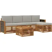 vidaXL Buiten bank set 6 st Naturel en lichtgrijs
