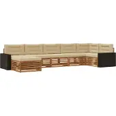 vidaXL Buiten bank set 7 st Natuurlijk en Beige