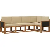 vidaXL Buiten bank set 5 st Natuurlijk en Beige Polyester