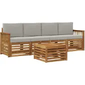 vidaXL Buiten bank set 5 st Naturel en lichtgrijs Massief Acacia Hout