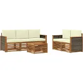 vidaXL Buiten bank set 6 st Natuurlijk en Crème Massief Acacia Hout