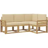 vidaXL Buiten bank set 4 st Wit en Beige