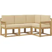 vidaXL Buiten bank set 4 st Wit en Beige