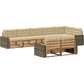 vidaXL Tuinset met 8 zitplaatsen, natuurlijke en beige kleuren