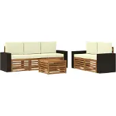 vidaXL Buiten bank set 6 st Natuurlijk en Crème Massief Acacia Hout