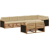 vidaXL Buiten bank set 8 st Natuurlijk en Beige