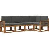 vidaXL Buiten bank set 5 pcs Natuurlijk en Antraciet Polyester