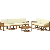 vidaXL Buiten bank set 8 st Natuurlijk en Crème Polyester