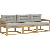 vidaXL Buiten bank set 3 st Wit en Lichtgrijs Polyester