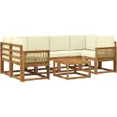 vidaXL Buiten bank set 7 pcs Natuurlijk en Crème Polyester