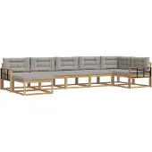 vidaXL Buiten bank set met kussen 7 pcs Wit en Lichtgrijs