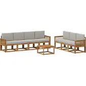 vidaXL Buiten bank set 8 st Naturel en lichtgrijs Polyester