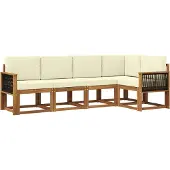 vidaXL Buiten bank set 5 st Natuurlijk en Crème Polyester