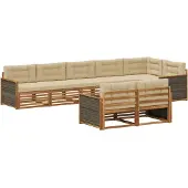 vidaXL Buiten bank set 8 st Natuurlijk en Beige