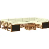 vidaXL Buiten bank set 10 st Natuurlijk en Crème Massief Acacia Hout