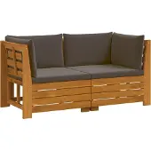 vidaXL Buiten bank set met kussen 2 Stuk Bruin Massief Acacia Hout