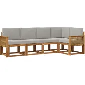 vidaXL Buiten bank set 5 pcs Naturel en lichtgrijs Polyester