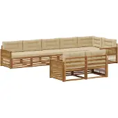 vidaXL Buiten bank set 8 st Natuurlijk en Beige
