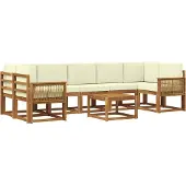 vidaXL Buiten bank set 8 st Natuurlijk en Crème Polyester