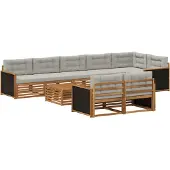 vidaXL Buiten bank set 9 st Naturel en lichtgrijs Solid Acacia Wood