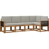 vidaXL Buiten bank set 5 st Naturel en lichtgrijs Polyester