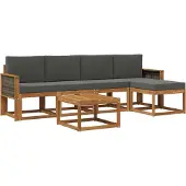 vidaXL Buiten bank set 6 st Natuurlijk en Antraciet Polyester