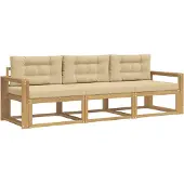 vidaXL Buiten bank set 3 st Wit en Beige Polyester