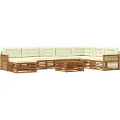 vidaXL Buiten bank set 9 st Natuurlijk en Crème Massief Acacia Hout