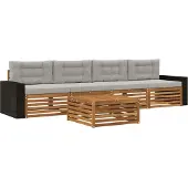 vidaXL Buiten bank set 5 st Naturel en lichtgrijs Massief Acacia Hout
