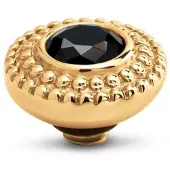 Melano Twisted Crystal Bali Steentje Black | Goud
