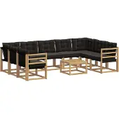 vidaXL Buiten bank set 10 st Wit en zwart