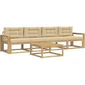 vidaXL Buiten bank set 4 st Wit en Beige