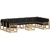 vidaXL Buiten bank set 11 st Wit en zwart