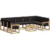 vidaXL Buiten bank set 10 st Wit en zwart