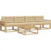 vidaXL Buiten bank set 4 st Wit en Beige