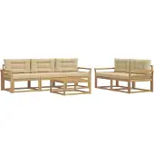 vidaXL Buiten bank set 6 st Wit en Beige